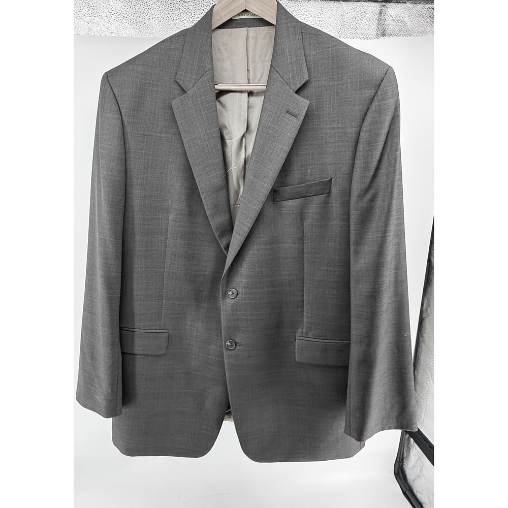 Lauren Ralph Lauren Mens Grey Wool Glen Plaid Blazer Sport Coat 48L *flaws*